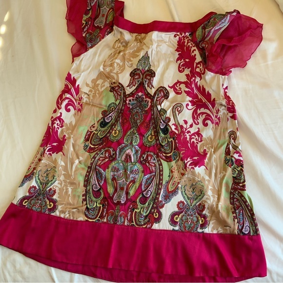 BEBE Red Y2K Multicolored Ethnic Patterned Women’s Top - Picture 4 of 5